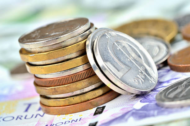istock Czech coins on banknotes - financial concept 1001296234