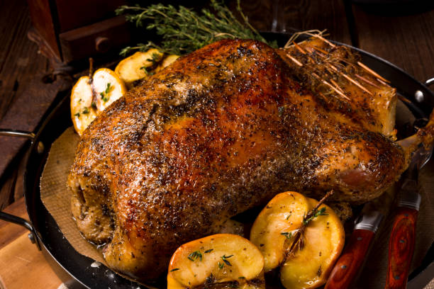 istock Duck on old Polish roasted with thyme and Apple 1001299972