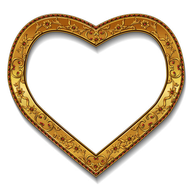 istock frame in the shape of heart gold color with shadow 1001305044