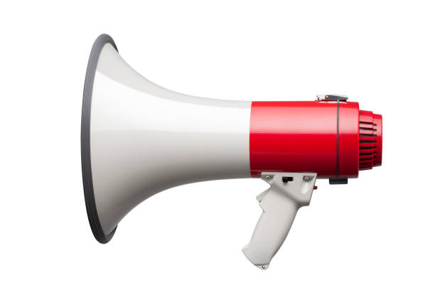 Megaphone on white background Megaphone on white background. cone shape photos stock pictures, royalty-free photos & images