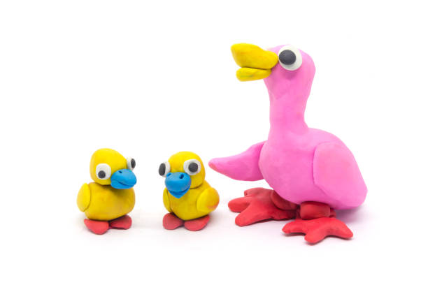 istock Play dough Duck mather and son on white background 1001316390