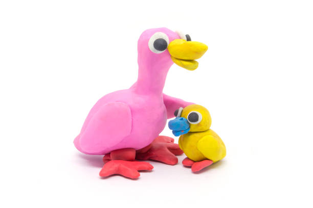 istock Play dough Duck mather and son on white background 1001316394