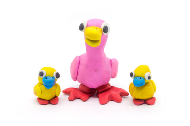 istock Play dough Duck mather and son on white background 1001316400
