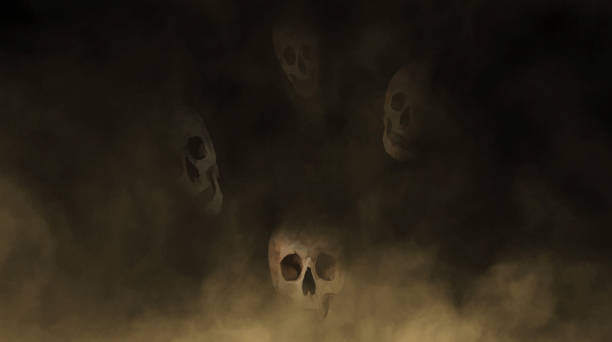 istock Skulls in the fog. Digital illustration art. 1001335704