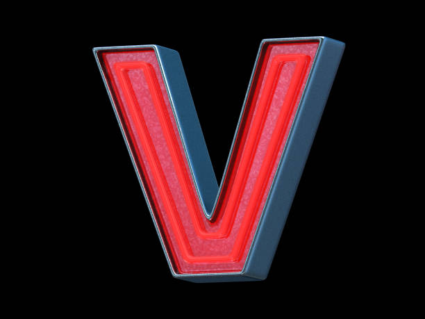 istock Red neon font - Letter V 1001335972