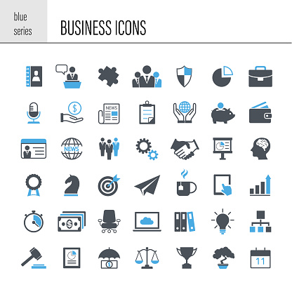 Business icon set. Simple series