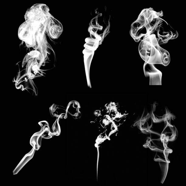 Collection of smoke patterns isolated on black