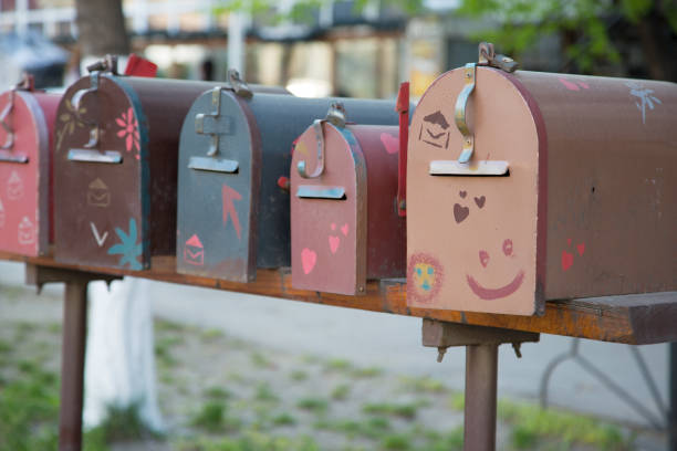 Creative colorful post boxes. Creative colorful post boxes. Closeup newpapers stock pictures, royalty-free photos & images