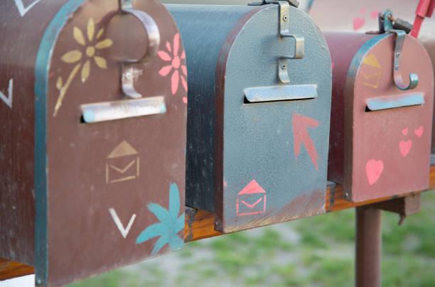 Creative colorful post boxes. Creative colorful post boxes. Closeup newpapers stock pictures, royalty-free photos & images