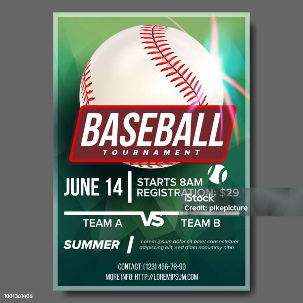 Baseball Poster Vector Banner Advertising Base Ball Sport Event Tournament Announcement Announcement Game League Design Championship Blank Layout Illustration Stock Illustration - Download Image Now