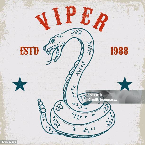 Viper Snake Illustration On Grunge Background Design Element For Poster Card T Shirt Emblem Stock Illustration - Download Image Now