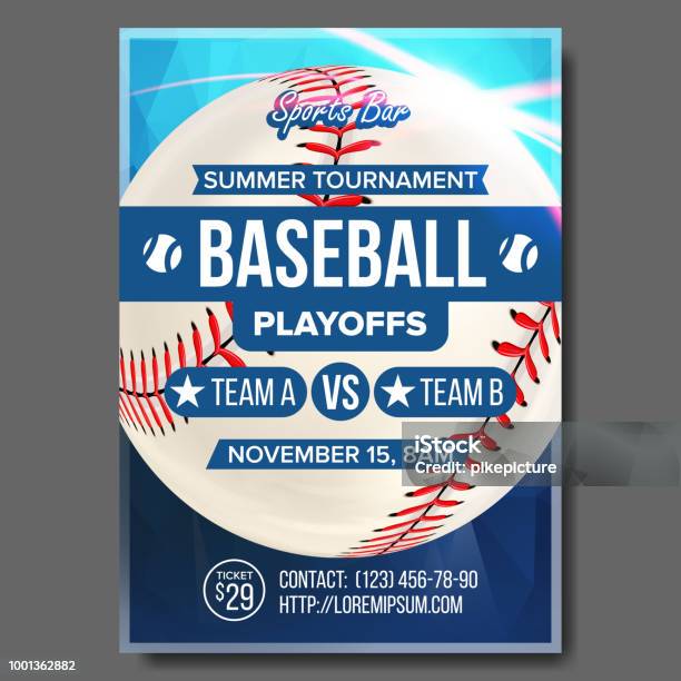 Baseball Poster Vector Design For Sport Bar Promotion Baseball Ball Modern Tournament Baseman Batter Hitter Game Flyer Blank Illustration Stock Illustration - Download Image Now