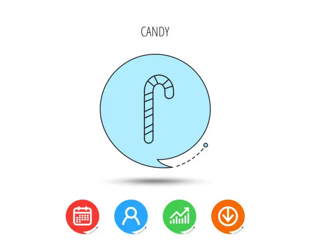 Vector illustration of Candy cane icon. Sweet sugar lollipop sign.