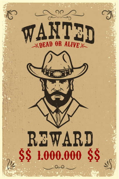 Vintage wanted poster template with old paper texture background. Wild west theme. Vintage wanted poster template with old paper texture background. Wild west theme. Vector illustration theme wild wild west stock illustrations