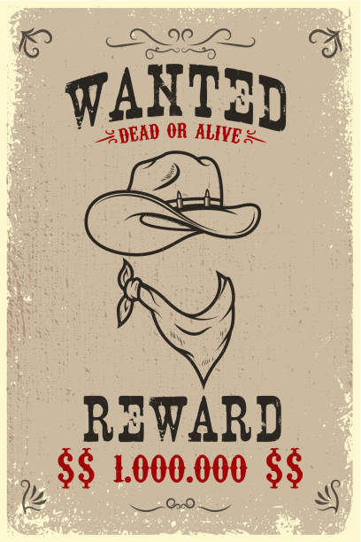 Vintage wanted poster template with old paper texture background. Wild west theme. Vintage wanted poster template with old paper texture background. Wild west theme. Vector illustration theme wild wild west stock illustrations