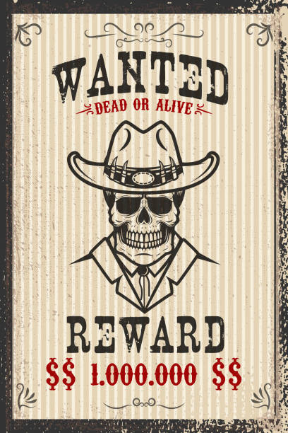 Vintage wanted poster template with old paper texture background. Wild west theme. Vintage wanted poster template with old paper texture background. Wild west theme. Vector illustration theme wild wild west stock illustrations