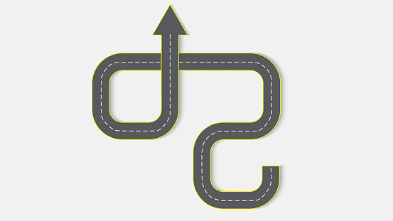 Abstract business infographics in the form of an automobile road with road markings