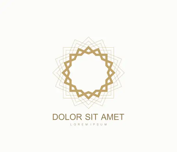 Vector illustration of Arabic vector  design template style. Abstract Islamic symbol. Emblem for luxury products, boutiques, jewelry, oriental cosmetics, hotels, restaurants, shops and stores
