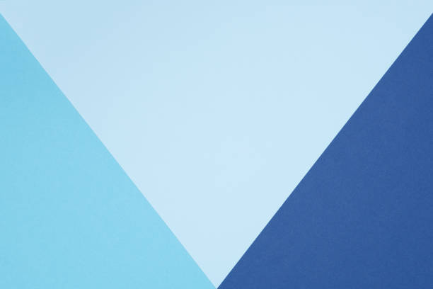 Abstract geometry flat lay pastel blue and turquoise colored paper texture minimalism background. Minimal geometric shapes and lines template.