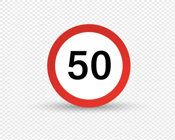 Vector illustration of Road sign, restriction of maximum speed of movement on road