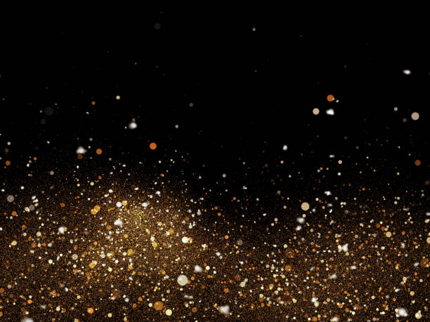золото блеск частиц фон - gold confetti star shape nobody стоковые фото и изображения