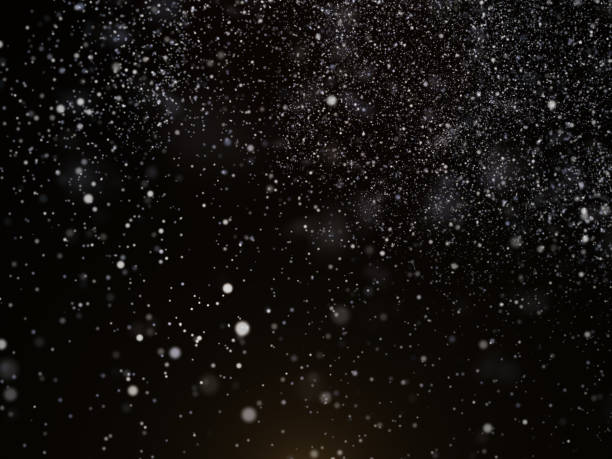 istock Snow texture on black background for overlay 1001378980