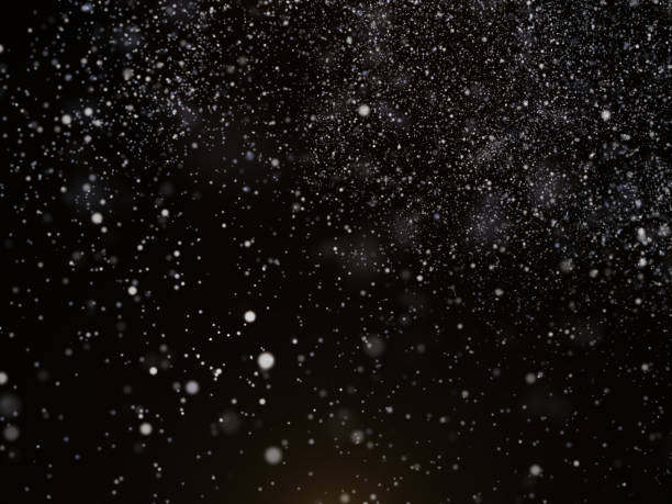Snow texture on black background for overlay stock photo