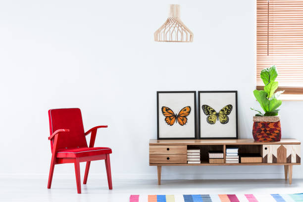 istock Red armchair in living room 1001379338