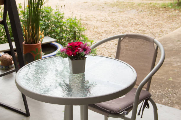 istock Empty table in front of blur coffee shop. 1001381902