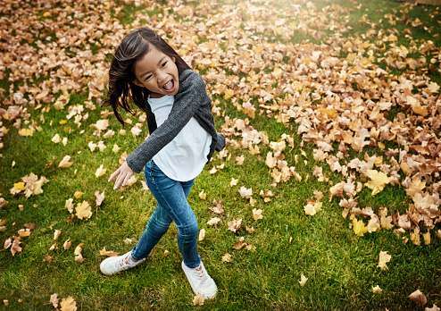 Shot of an adorable little girl enjoying an autumn day outdoors
