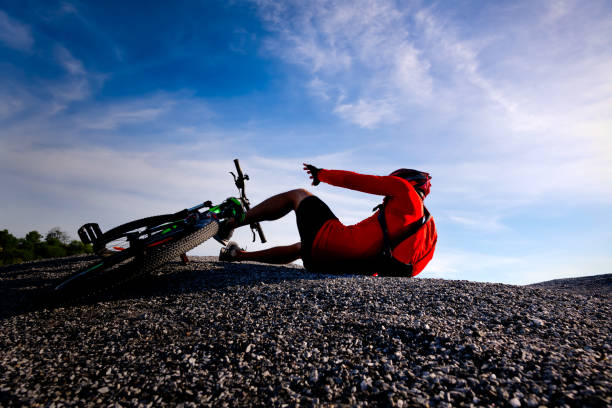 Crashing on mountain bike.