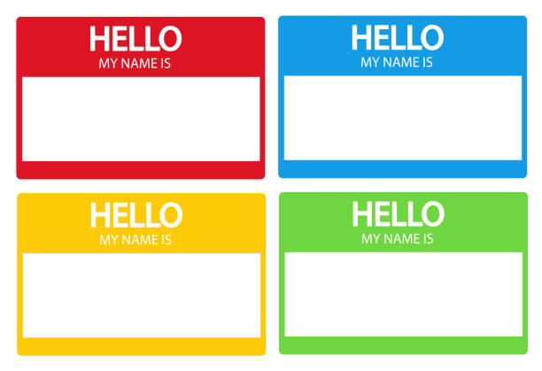 Hello, my name is introduction flat label set vector art illustration