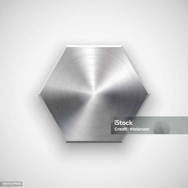 Polygon Button Metal Polygon Button Template Stock Illustration - Download Image Now ...