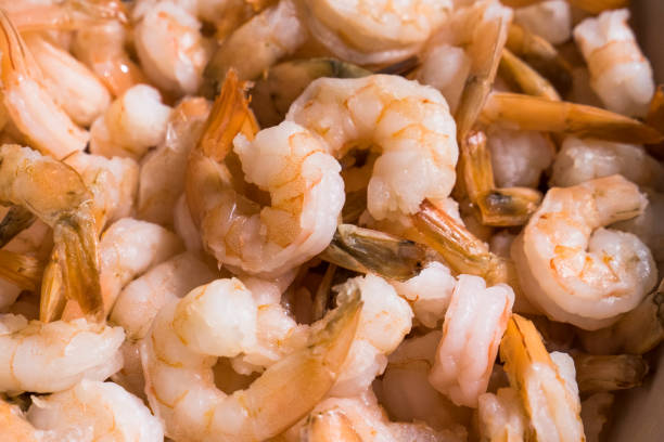 istock The cleaned boiled shrimps. Close up. 1001419172