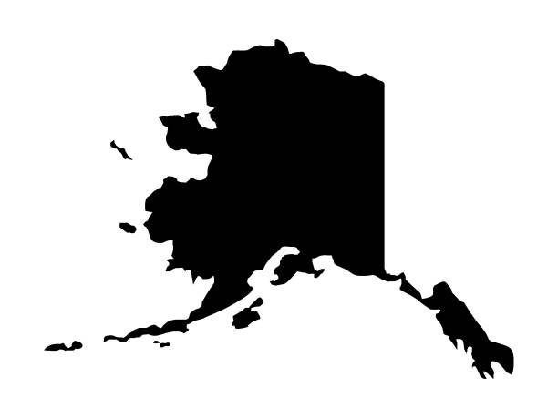 schwarze karte von alaska - alaska stock-grafiken, -clipart, -cartoons und -symbole