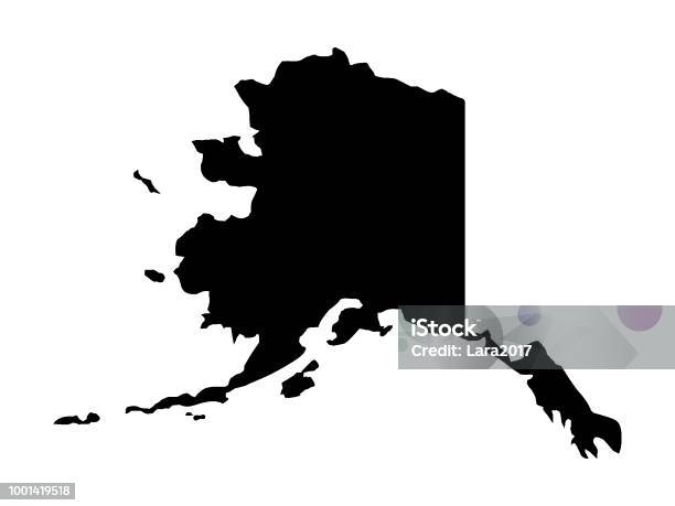 Black Map Of Alaska Stock Illustration - Download Image Now - Alaska - US State, Outline, Cut Out