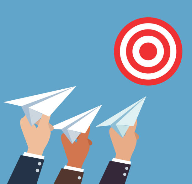 istock Hands sending paper planes in the goal. Business success and competition vector concept 1001419744