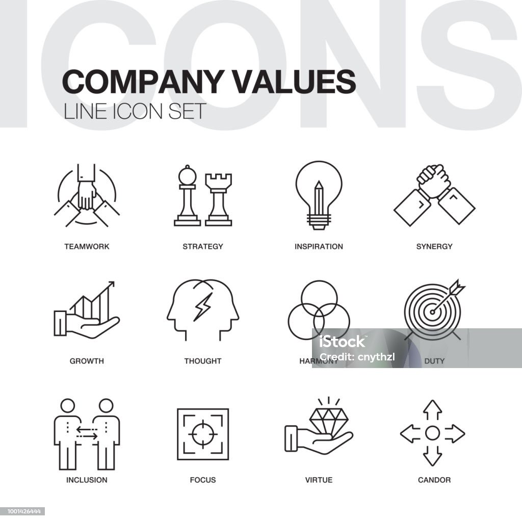 Company Values Line Icons Honesty stock vector