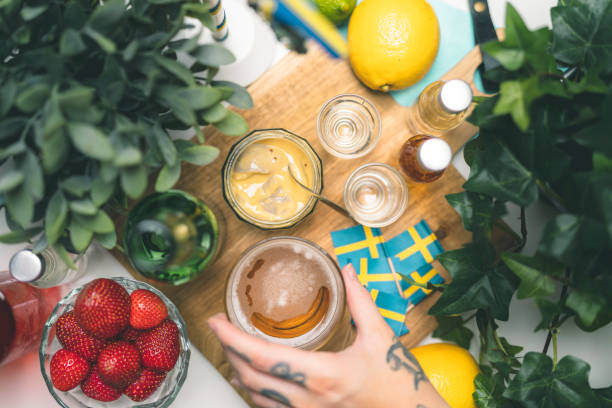 istock Pickled herring at a Swedish midsummer dinner party 1001426856