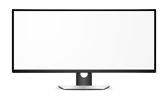 Wide television mock up with blank screen. Vector illustration