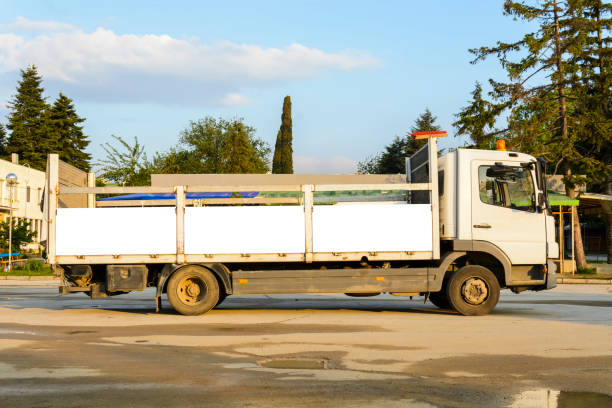 istock delivery truck with blank space for you advertising. 1001438222
