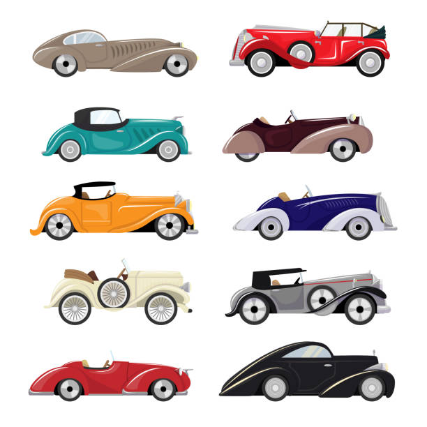 istock Art deco car vector retro luxury auto transport and art-deco modern automobile illustration set of old automotive vehicle isolated citycar on white background illustration 1001458174