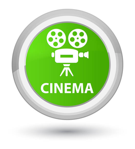 電影院 (攝像機圖示) 素軟綠色圓形按鈕 - prime video 幅插畫檔、美工圖案、卡通及圖標