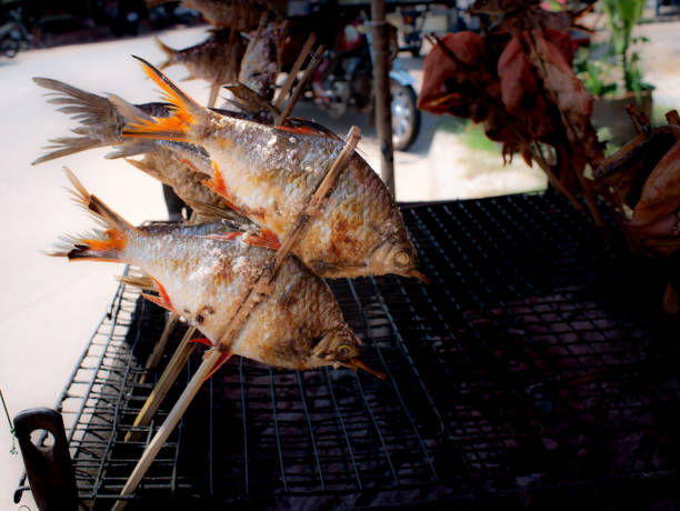 istock Barb Fishs Roasting put in The Bamboo Sticks 1001465398