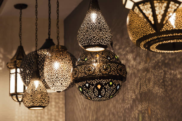 istock A Selection Of Moroccan Style Lamp Shades Lit, With patterns Up The Wall 1001472506