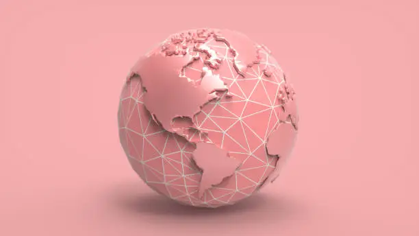 Photo of 3D cartoon globe illustration on pastel BG