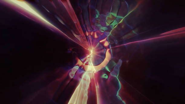 istock 3D rendering the flight to another dimension through a wormhole in time and space. Bright, high-energy and high-tech tunnel 1001483908