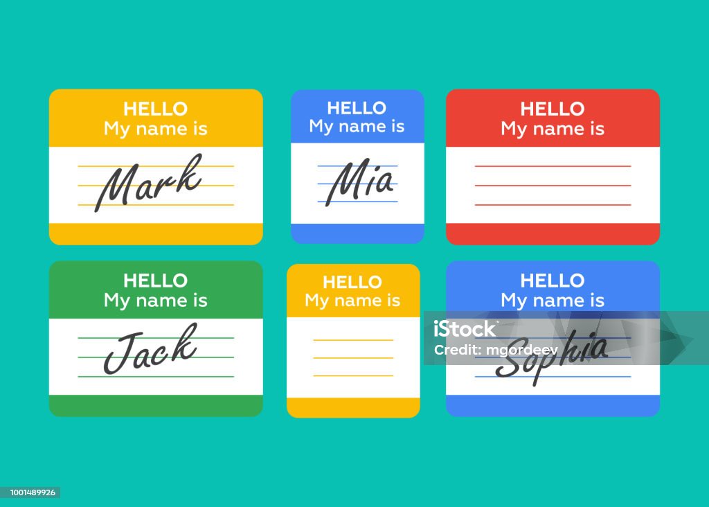 name tag banner. Name tag set. Hello my name is. card, Label sticker, introduce badge Identity stock vector