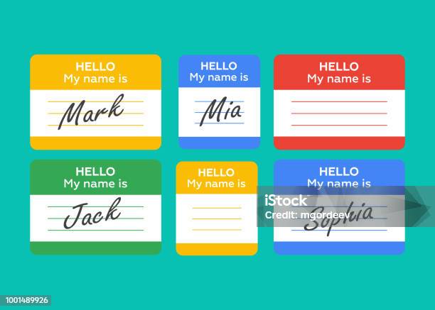 Name Tag Banner Name Tag Set Hello My Name Is Card Label Sticker Introduce Badge Stock Illustration - Download Image Now