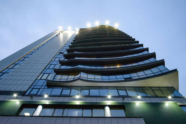 istock View from below of new modern office building or business centre 1001502598